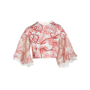 Cotton Top With Organza Sleeves