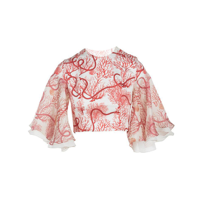 Cotton Top With Organza Sleeves