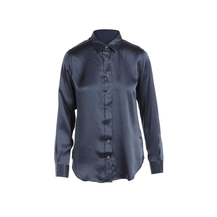 Dark Blue Silk Button Down