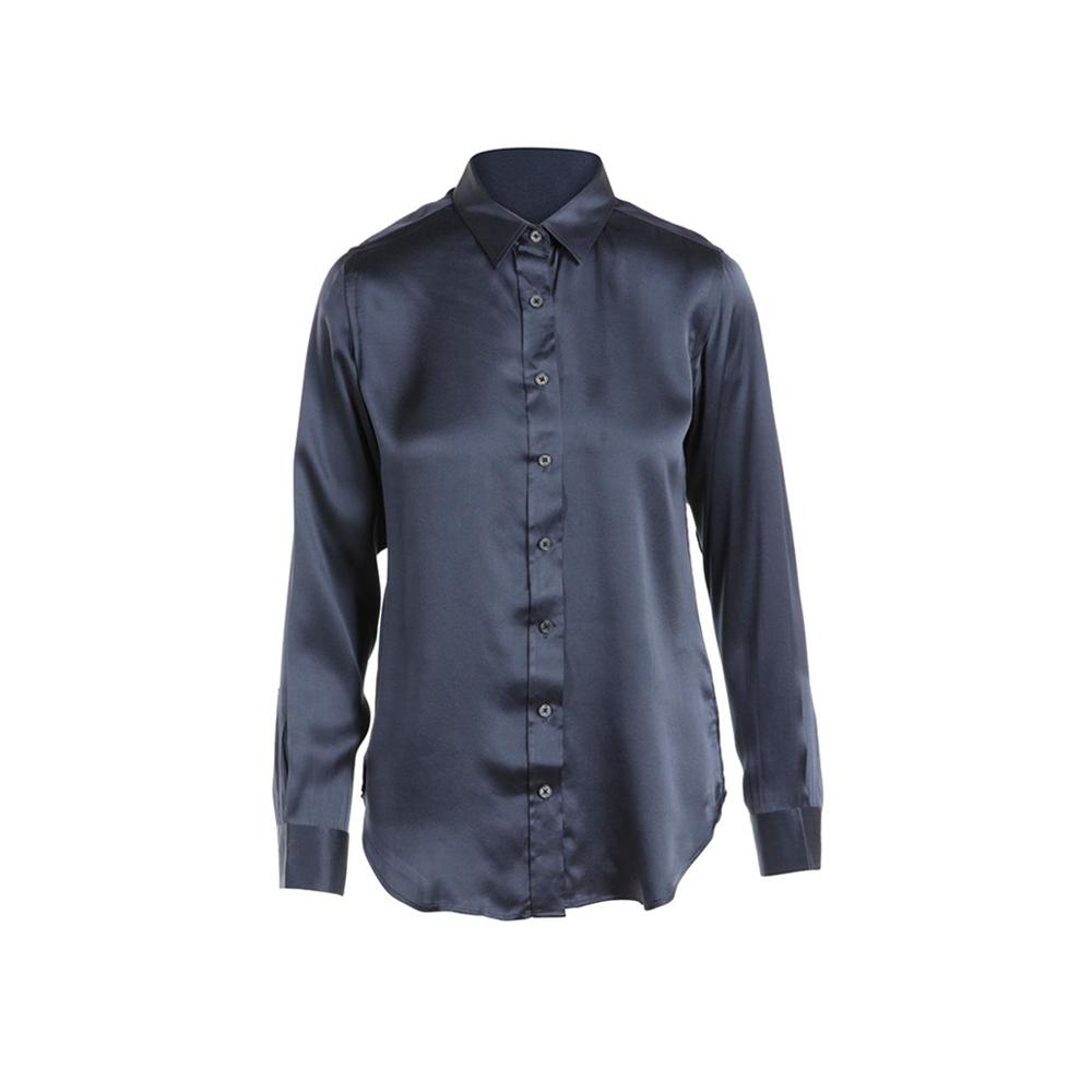 Dark Blue Silk Button Down