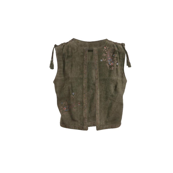 Green Suede Floral Vest