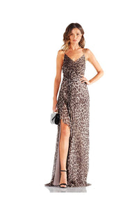 Nicholas the Label Leopard Tie Front Maxi Dress
