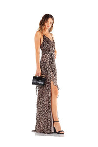 Nicholas the Label Leopard Tie Front Maxi Dress