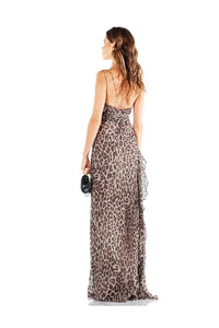Nicholas the Label Leopard Tie Front Maxi Dress