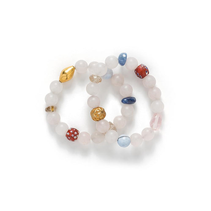 Madagascar Rose Quartz and Vintage Beads Bracelet