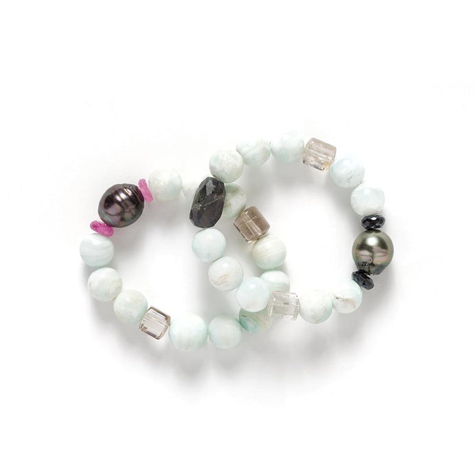 South Sea Pearl and Larimar Bracelet