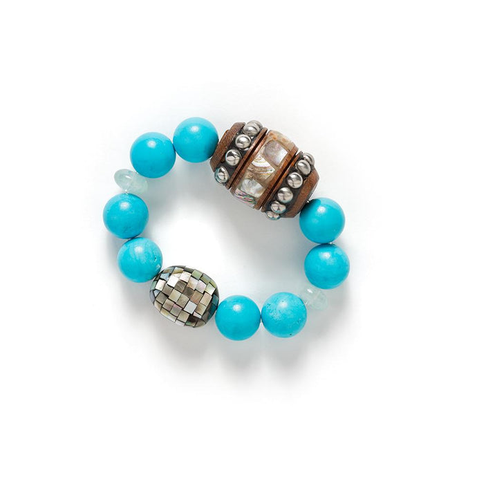 Turquoise, Aquamarine and Mother of Pearl Bracelet