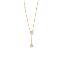 18K Yellow Gold Diamond Drop Necklace