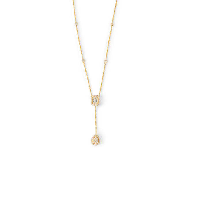 18K Yellow Gold Diamond Drop Necklace