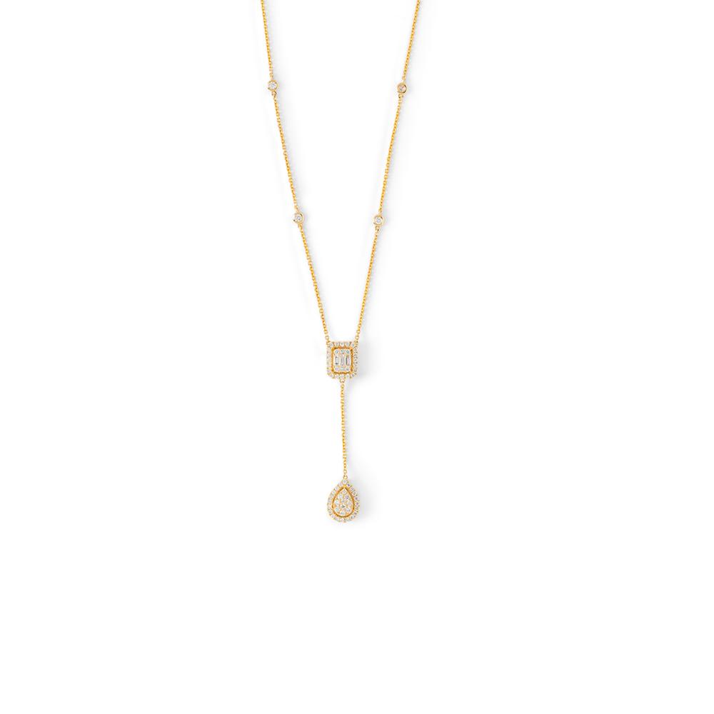 18K Yellow Gold Diamond Drop Necklace