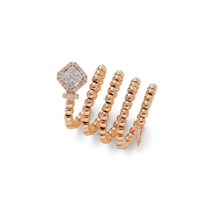 Spiral 18K Rose Gold and Diamond Ring