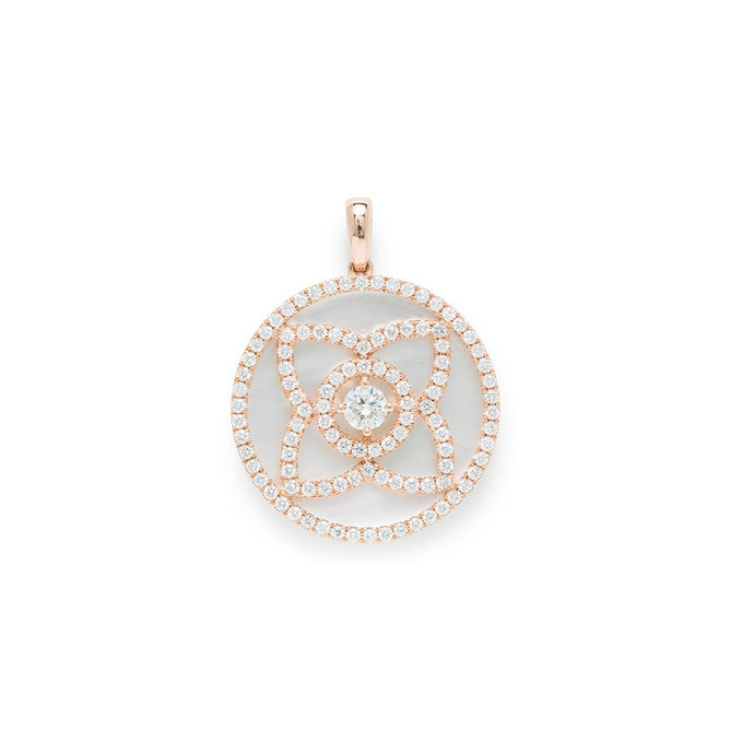 Mother of Pearl and Diamonds 18K Rose Gold Pendant