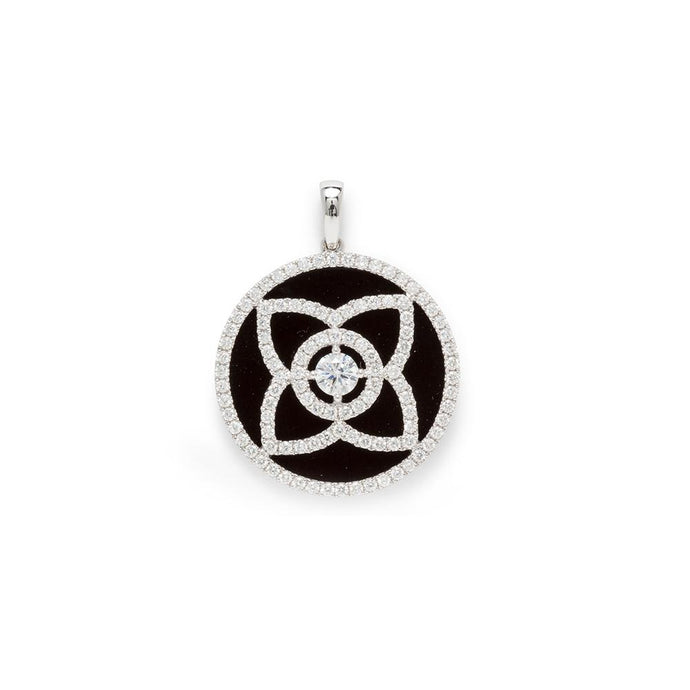 Onyx and Diamonds 18K White Gold Pendant