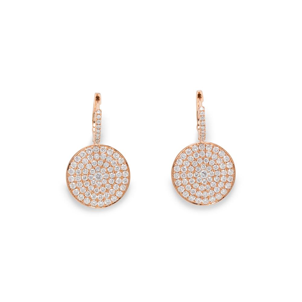 18K Rose Gold Diamond Hanging Earrings