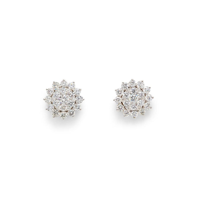 18K White Gold Diamond Stud Earrings