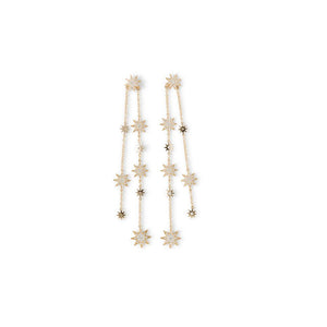 18K Yellow Gold Long Stardust Diamond Earrings