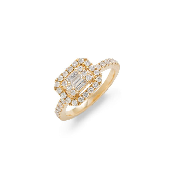 18K Yellow Gold Square Diamond Ring
