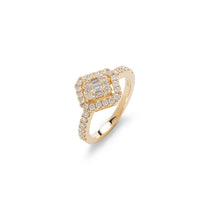18K Yellow Gold Slanted Diamond Ring