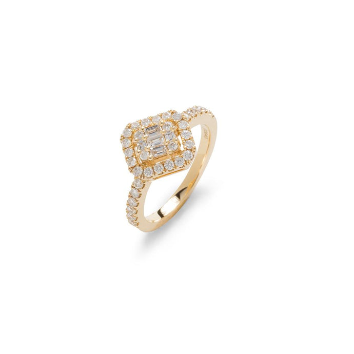 18K Yellow Gold Slanted Diamond Ring