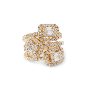 18K Yellow Gold Square Diamond Ring