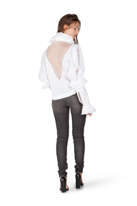 Tulle Puff Long Sleeve Blouse