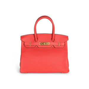 Hermès Birkin 30cm Rouge Pivione Clemence Leather Tote Bag