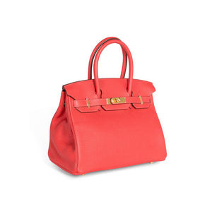 Hermès Birkin 30cm Rouge Pivione Clemence Leather Tote Bag