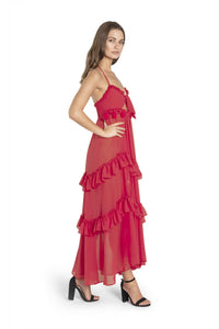 Flora Frill Dress Sheer Chiffon