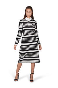 Audrey Hepburn Black and White Belted Dress