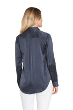 Dark Blue Silk Button Down
