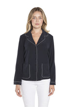 Trimmed Dark Blue  Silk Button Down