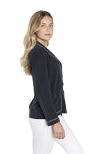 Trimmed Dark Blue  Silk Button Down