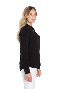 Silk Black Button Down