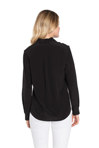 Silk Black Button Down