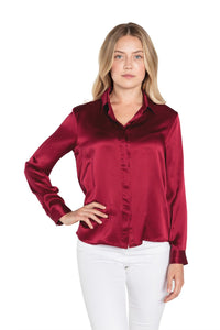 Silk Maroon Button Down