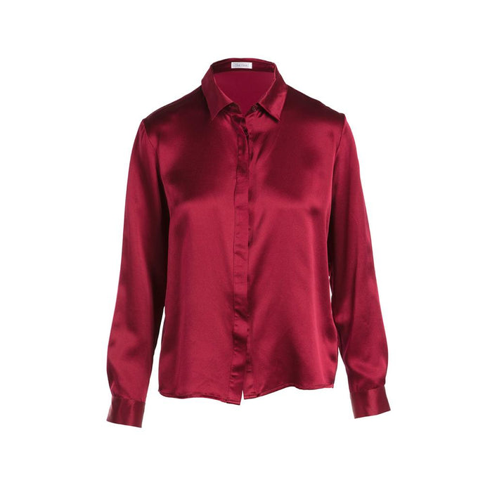 Silk Maroon Button Down