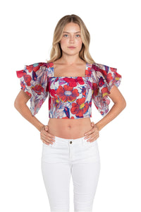 Squared Ruffle Crop Top