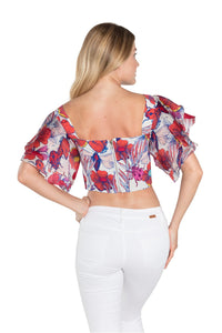 Squared Ruffle Crop Top