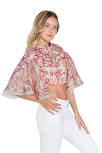 Cotton Top With Organza Sleeves