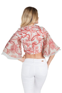 Cotton Top With Organza Sleeves